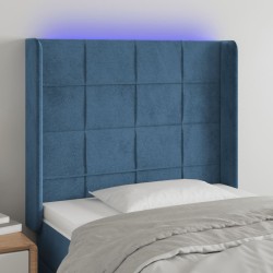 vidaXL LED Kopfteil Dunkelblau 93x16x118/128 cm Samt