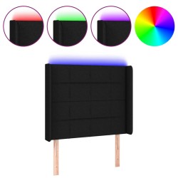 vidaXL LED Kopfteil Schwarz 93x16x118/128 cm Stoff