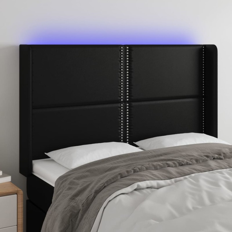 vidaXL LED Kopfteil Schwarz 147x16x118/128 cm Kunstleder vidaXL LED Kopfteil Schwarz 147x16x118/128 cm Kunstleder