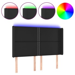 vidaXL LED Kopfteil Schwarz 147x16x118/128 cm Kunstleder