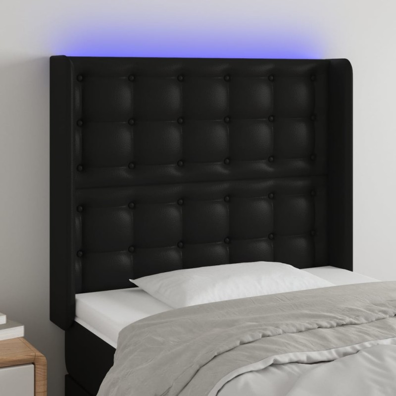 vidaXL LED Kopfteil Schwarz 83x16x118/128 cm Kunstleder vidaXL LED Kopfteil Schwarz 83x16x118/128 cm Kunstleder
