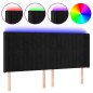 vidaXL LED Kopfteil Schwarz 163x16x118/128 cm Samt