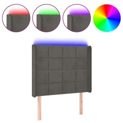 vidaXL LED Kopfteil Dunkelgrau 93x16x118/128 cm Samt