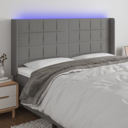 vidaXL LED Kopfteil Dunkelgrau 163x16x118/128 cm Stoff