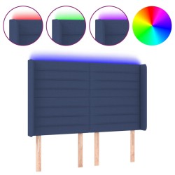 vidaXL LED Kopfteil Blau 147x16x118/128 cm Stoff