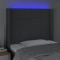 vidaXL LED Kopfteil Dunkelgrau 93x16x118/128 cm Stoff