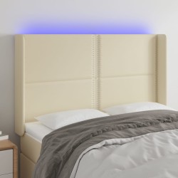 vidaXL LED Kopfteil Creme 147x16x118/128 cm Kunstleder