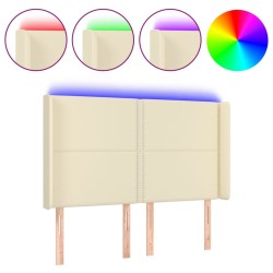 vidaXL LED Kopfteil Creme 147x16x118/128 cm Kunstleder