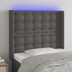 vidaXL LED Kopfteil Grau 93x16x118/128 cm Kunstleder