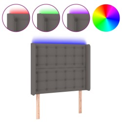 vidaXL LED Kopfteil Grau 103x16x118/128 cm Kunstleder