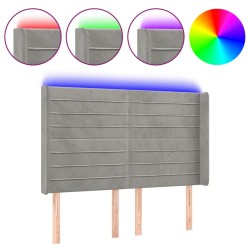 vidaXL LED Kopfteil Hellgrau 147x16x118/128 cm Samt