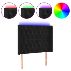 vidaXL LED Kopfteil Schwarz 93x16x118/128 cm Samt