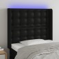 vidaXL LED Kopfteil Schwarz 103x16x118/128 cm Kunstleder
