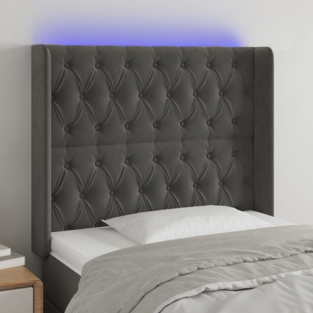 vidaXL LED Kopfteil Dunkelgrau 103x16x118/128 cm Samt