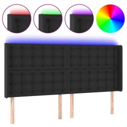 vidaXL LED Kopfteil Schwarz 163x16x118/128 cm Kunstleder