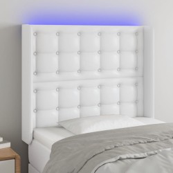 vidaXL LED Kopfteil Weiß 103x16x118/128 cm Kunstleder