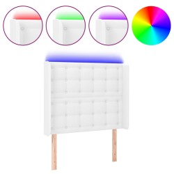 vidaXL LED Kopfteil Weiß 103x16x118/128 cm Kunstleder