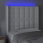 vidaXL LED Kopfteil Weiß 103x16x118/128 cm Kunstleder