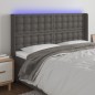 vidaXL LED Kopfteil Grau 147x16x118/128 cm Kunstleder
