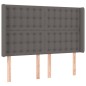 vidaXL LED Kopfteil Grau 147x16x118/128 cm Kunstleder