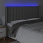 vidaXL LED Kopfteil Grau 147x16x118/128 cm Kunstleder
