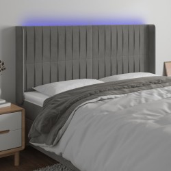 vidaXL LED Kopfteil Hellgrau 183x16x118/128 cm Samt