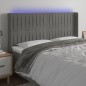 vidaXL LED Kopfteil Hellgrau 183x16x118/128 cm Samt