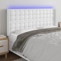 vidaXL LED Kopfteil Weiß 203x16x118/128 cm Kunstleder