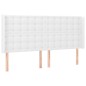 vidaXL LED Kopfteil Weiß 203x16x118/128 cm Kunstleder