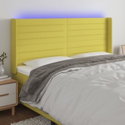 vidaXL LED Kopfteil Grün 163x16x118/128 cm Stoff