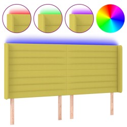 vidaXL LED Kopfteil Grün 163x16x118/128 cm Stoff