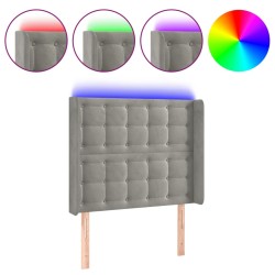 vidaXL LED Kopfteil Hellgrau 103x16x118/128 cm Samt