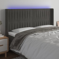 vidaXL LED Kopfteil Dunkelgrau 203x16x118/128 cm Samt