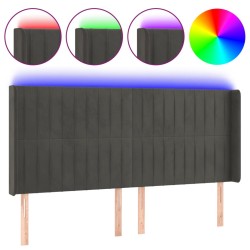 vidaXL LED Kopfteil Dunkelgrau 203x16x118/128 cm Samt