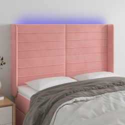vidaXL LED Kopfteil Rosa 147x16x118/128 cm Samt