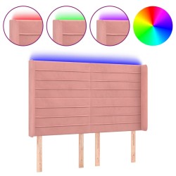 vidaXL LED Kopfteil Rosa 147x16x118/128 cm Samt