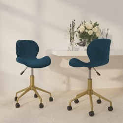 Esszimmerstühle 2 Stk. Drehbar Blau Samt