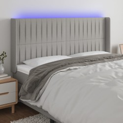vidaXL LED Kopfteil Hellgrau 183x16x118/128 cm Stoff