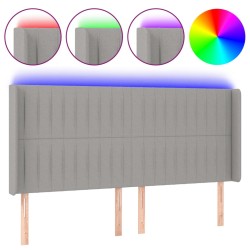 vidaXL LED Kopfteil Hellgrau 183x16x118/128 cm Stoff