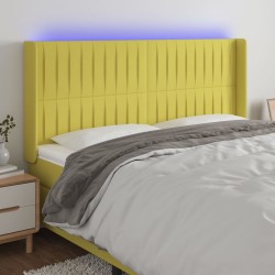vidaXL LED Kopfteil Grün 203x16x118/128 cm Stoff