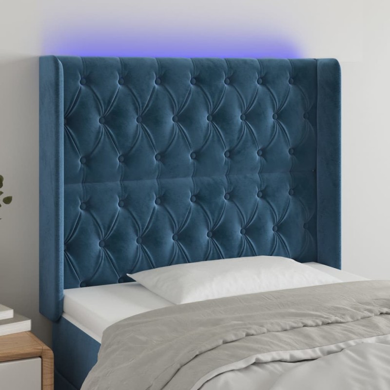 vidaXL LED Kopfteil Dunkelblau 103x16x118/128 cm Samt vidaXL LED Kopfteil Dunkelblau 103x16x118/128 cm Samt