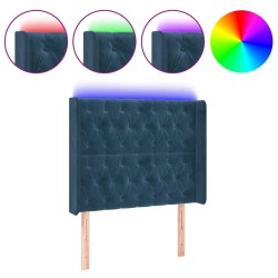 vidaXL LED Kopfteil Dunkelblau 103x16x118/128 cm Samt