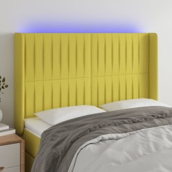 vidaXL LED Kopfteil Grün 147x16x118/128 cm Stoff