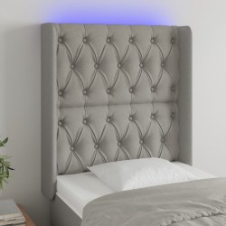 vidaXL LED Kopfteil Hellgrau 83x16x118/128 cm Stoff