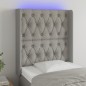 vidaXL LED Kopfteil Hellgrau 83x16x118/128 cm Stoff