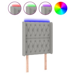 vidaXL LED Kopfteil Hellgrau 83x16x118/128 cm Stoff