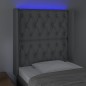 vidaXL LED Kopfteil Hellgrau 83x16x118/128 cm Stoff