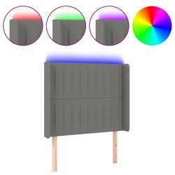 vidaXL LED Kopfteil Dunkelgrau 93x16x118/128 cm Stoff