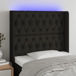 vidaXL LED Kopfteil Schwarz 93x16x118/128 cm Stoff