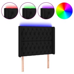 vidaXL LED Kopfteil Schwarz 93x16x118/128 cm Stoff